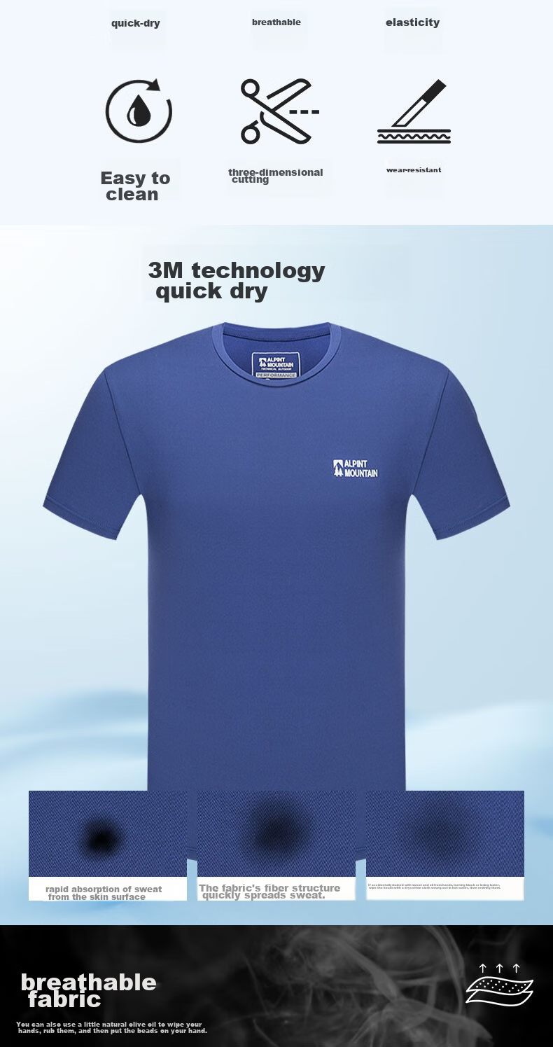 ALPINT MOUNTAIN, Aiermonte 3M Technology Quick-Dry Men's Short-Sleeve T-Shirt, Elastic Breathable Outdoor Quick-Dry Shirt, Women's Summer Sports 2