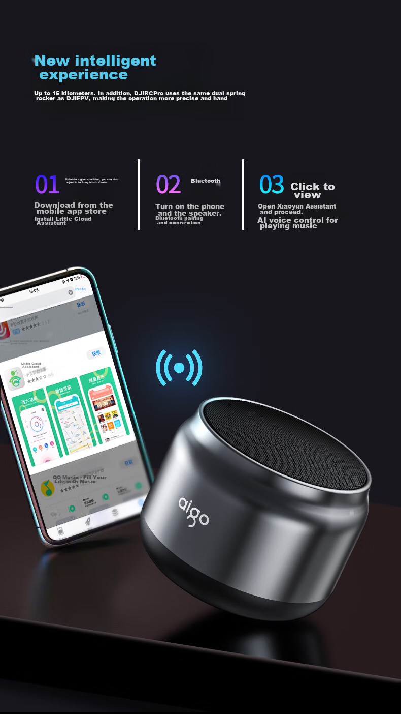 Aiguozhe T98Pro Smart Speaker with Ai Voice Control, Wireless Bluetooth Speaker for Desktop, Phone, And Computer, Portable Subwoofer, Supports TWS Connectivity, Matte Silver 8