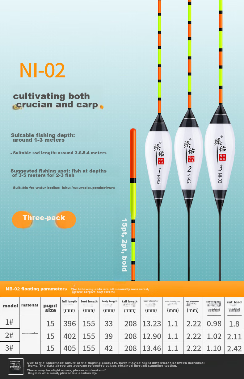 Grsaed Three-Pack NI01 Nano Fishing Float Set, Highly Sensitive Thickened Eye-Catching Carp Crucian Carp Wild Fishing Buoy 12