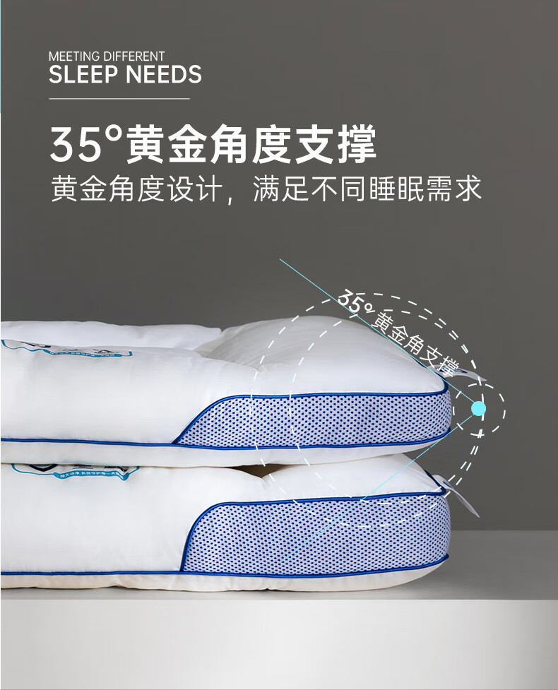 Mengjie Jiafang Pillow Core, Pure Cotton Fabric Core, Enjoy Small Blue Strip Neck Protection Fiber Pillow PLUS, 42*68*cm, Approximately 8-10cm 7