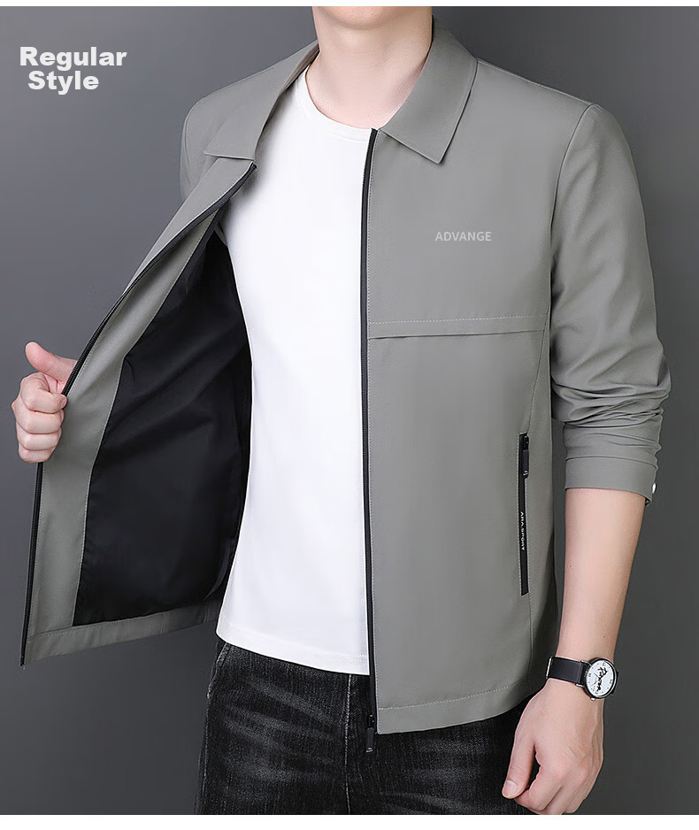 ROMON Men's Jacket, Spring And Autumn Business Casual Lapel Coat, Trendy Cadre Executive Jacket, Men's Clothing MK73 Black XL 10