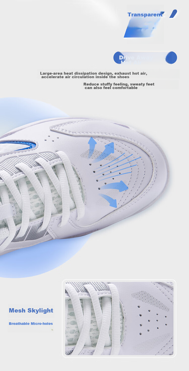 KUMPOO Badminton Shoes for Men And Women, Breathable, Lightweight, Shock-Absorbing, Anti-KH G15 White Blue Size 35 6
