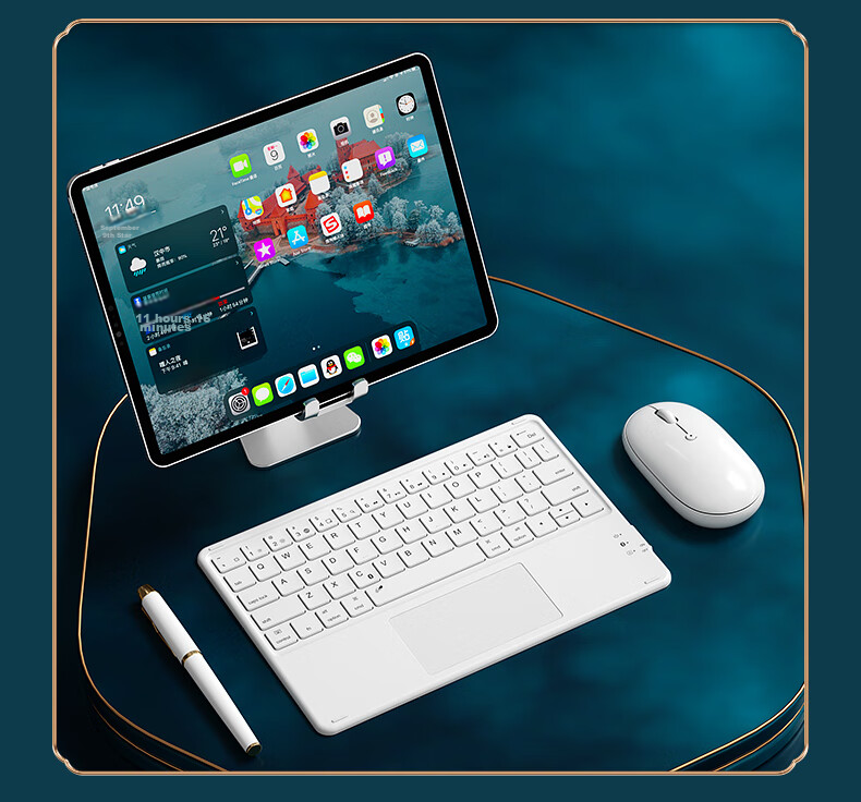 B.O.W Hangshi X19C Wireless Touch Charging Bluetooth Keyboard for iPad Apple Xiaomi Huawei Smartphones Tablets Ultra-thin Silent Portable Keyboard Elegant White 14