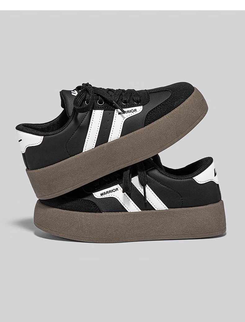 Warrior Official Women's Shoes 2026 Summer Retro German Training Shoes Women's White Sneakers Women's Height Increasing Shoes Beige Black Size 35 12