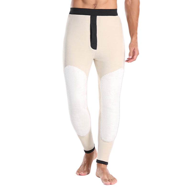 LangSha Men's Wool Thermal Pants Thick Fleece Knee Protection High Elasticity Winter Cotton Pants for Middle-aged and Elderly Outdoor Wear Northeast Cold Resistant