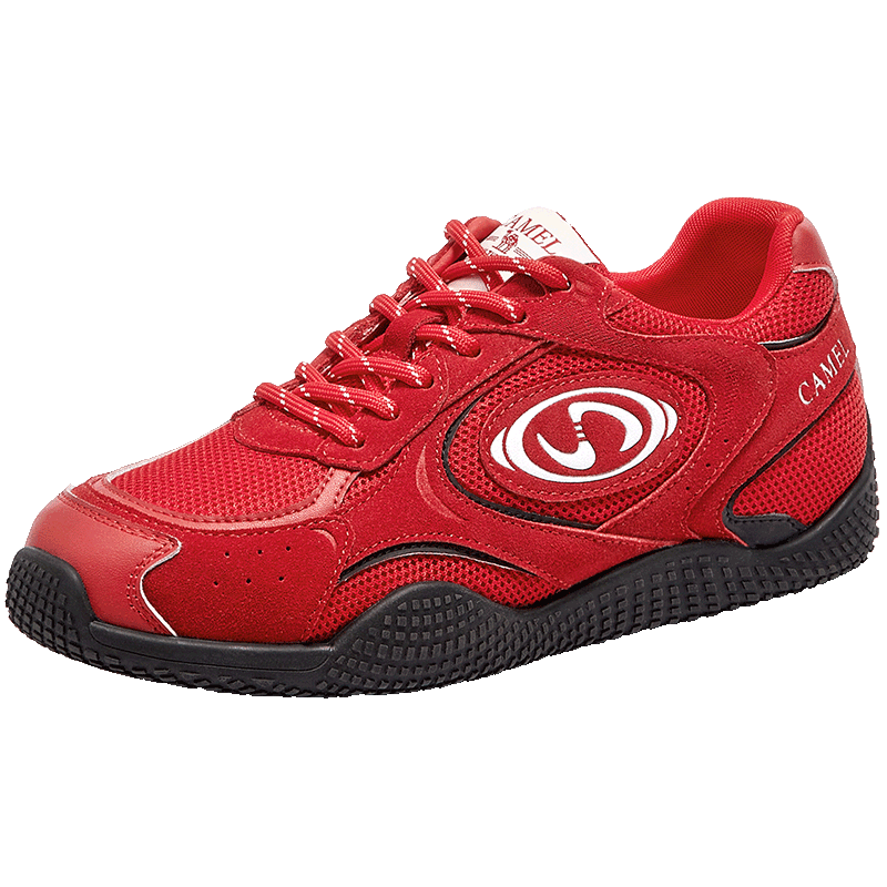 CAMEL Crescent Training Shoes for Women, Versatile Sports Sneakers, Mesh Retro Casual Shoes, L25S577059, Red, Size 35