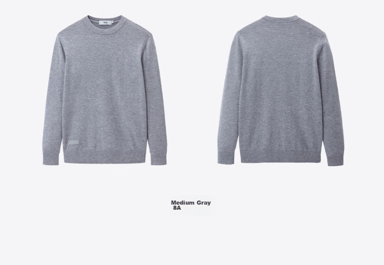 HLA [Brand Exclusive] Men's Long-Sleeve Knit Sweater, Light Business Round Neck Pure Wool Warm Sweater HNZAW3Y056A 21