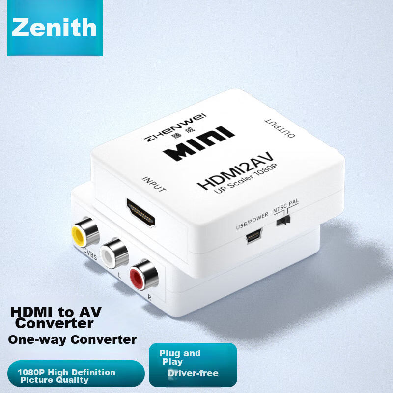 Конвертер ZHENWEI HDMI в AV, HD видео конвертер с интерфейсами RCA (красный, белый, желтый) для старых приставок и телевизоров