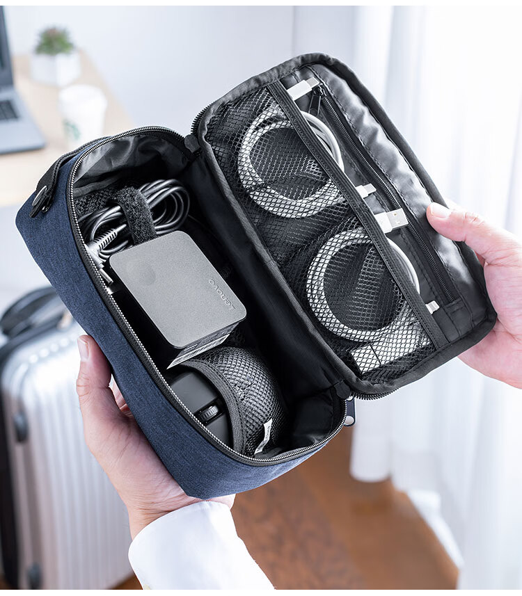 SANWA Travel Portable Bag, Cable And Power Cord Storage Pouch, Charger And Electronic Accessory Organizer, Light Gray 4