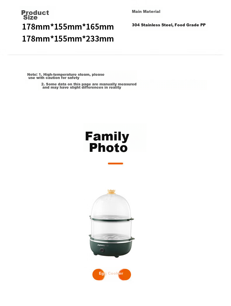 Joyoung Egg Cooker, Multifunctional Smart Steamer, One-Touch Start, Holds 7 Eggs, ZD7-GE130 14