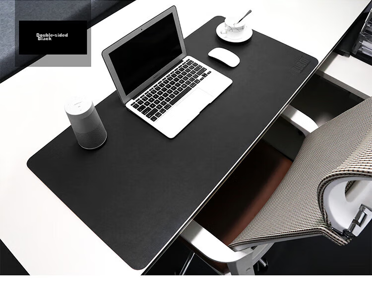 JPLAYER Mouse Pad 120x60 Office Desk Mat Laptop Mat Keyboard Mat Double-Sided Leather Customizable Navy Blue + Yellow 14