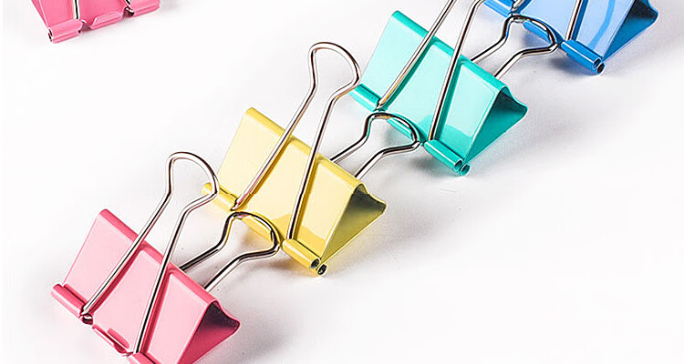 DiLe Premium Series, 24 Pieces, 41mm Colorful Long Tail Clips, Metal Bill Clips, Binder Clips, Office Stationery, Large Size 2644 15