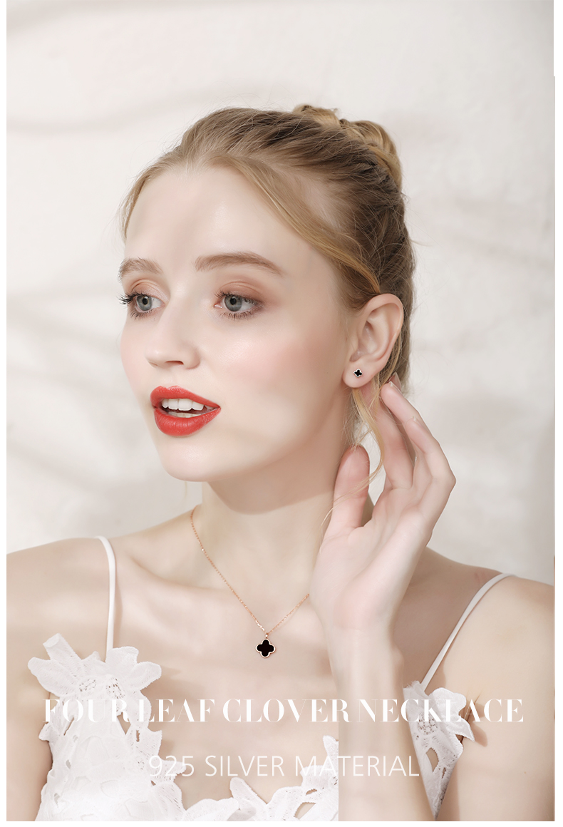 Grace Girl Four-Leaf Clover Necklace for Women, Simple And Elegant Rose Gold Collarbone Chain, Anniversary Birthday Gift for Girlfriend 1
