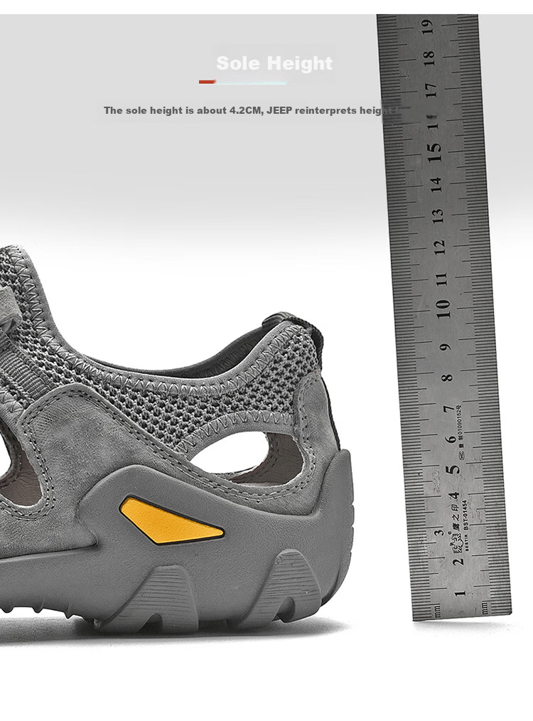 Jeep Sandals for Men, Outdoor Breathable Beach Shoes, Men's Closed-Toe Water Shoes, Non-Slip Wear-Resistant Hiking Shoes for Stream Trekking 14