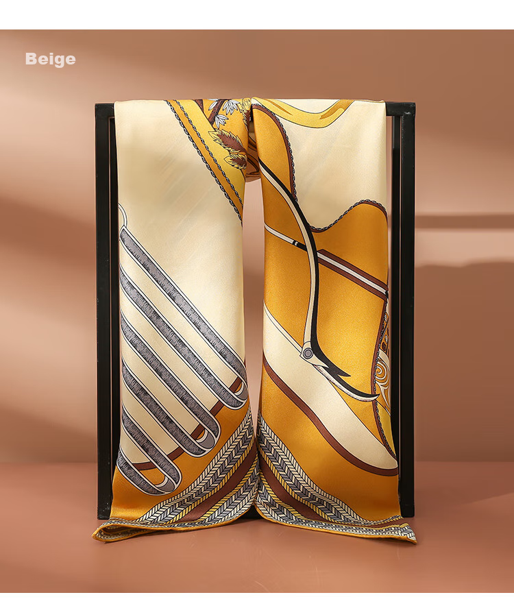 Shanghaigushi Silk Scarf, Mother's Silk Scarf for Women, Handmade Rolled Edge, 100% Mulberry Silk Scarf, Gift Box, Birthday Present, Beige 9