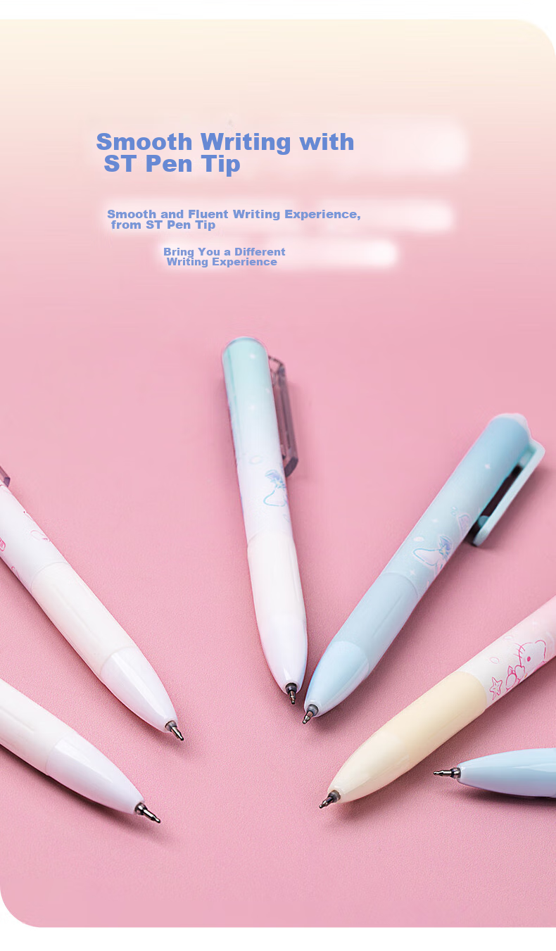 GuangBo & Sanrio Retractable Gel Pen, Stylish Cute ST Tip Exam Pen 0.5mm for Students Black Ink Pen 6-Pack Gift for Girls KT82169-6 5