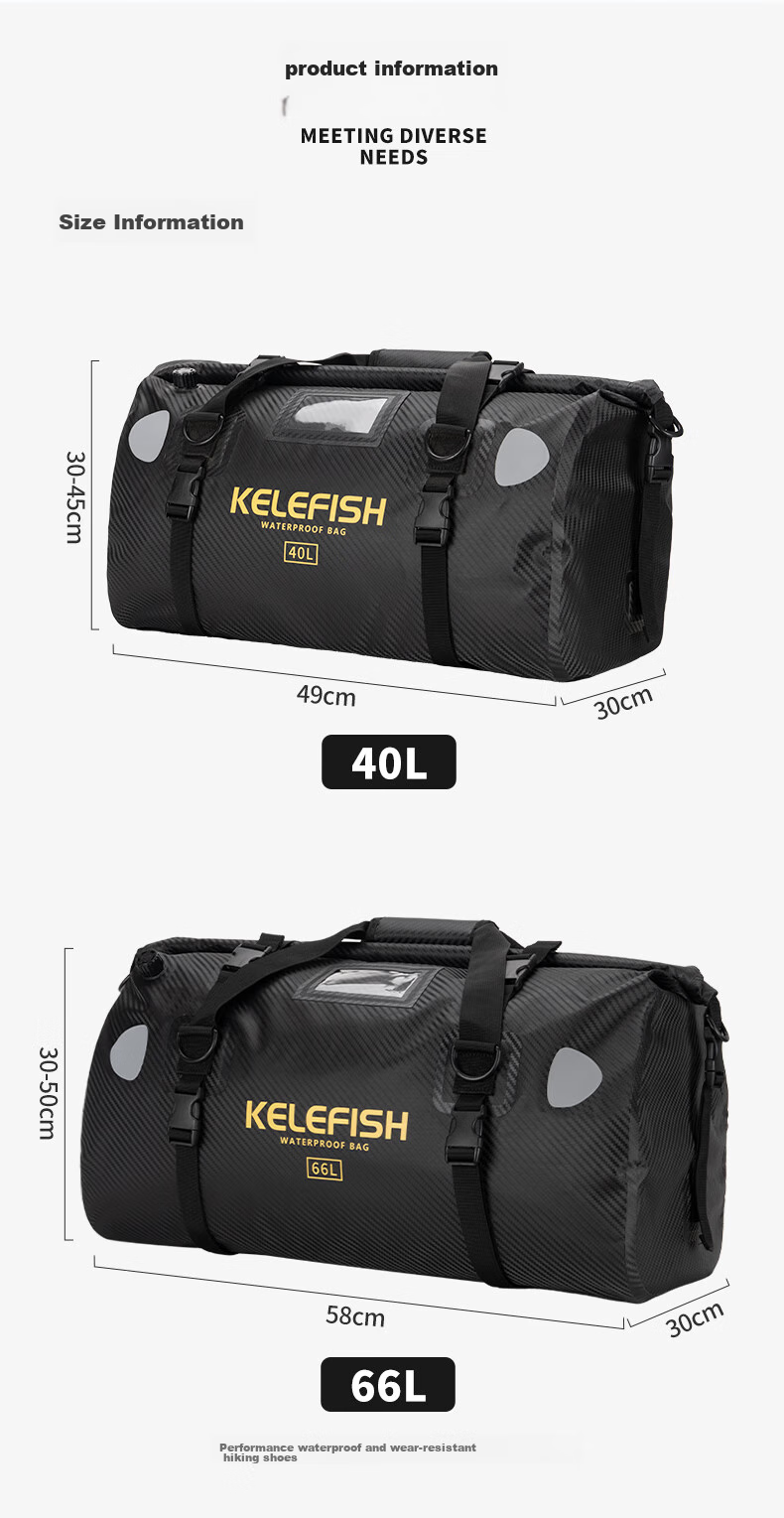 KELEFISH Motorcycle Tail Bag Waterproof Travel Saddle Bag Riding Rear Seat Bag Sand Yellow - Updated Version 66L 4