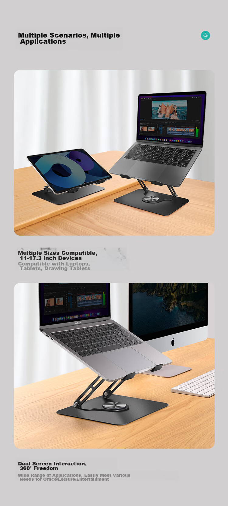 Luwei Adjustable Laptop Stand, Handheld Computer Base, Standing Desk Creative Desktop Suspended Bracket, Suitable for Mac, Lenovo, Huawei, Apple Lifting Stand 8