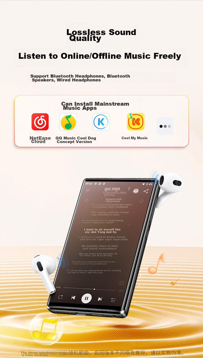 FAMUE BF66 Smart MP3/MP4 Music Player with WiFi Internet Access, 6+128GB RAM, Android 14, MP5 Online Music Streaming, HD Video Touchscreen for Reading Novels 9
