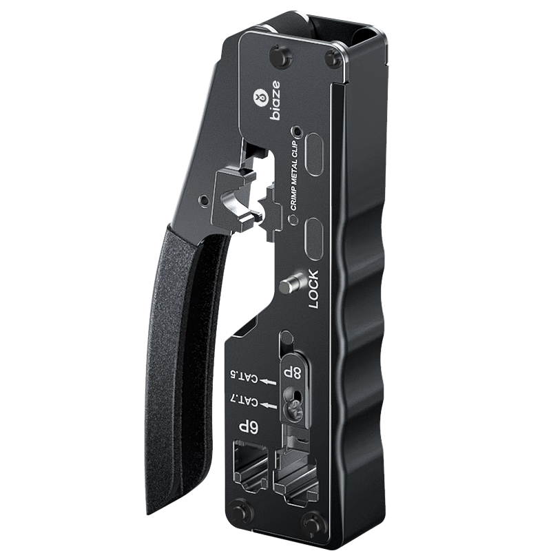 BIAZE Cat7 Multifunctional Network Cable Crimper, Network Tool RJ45 Crimping Pliers for Cat5/6/7/8 Cat8 Cable with Swallow-Tail Clip Shielding Crimping Tool
