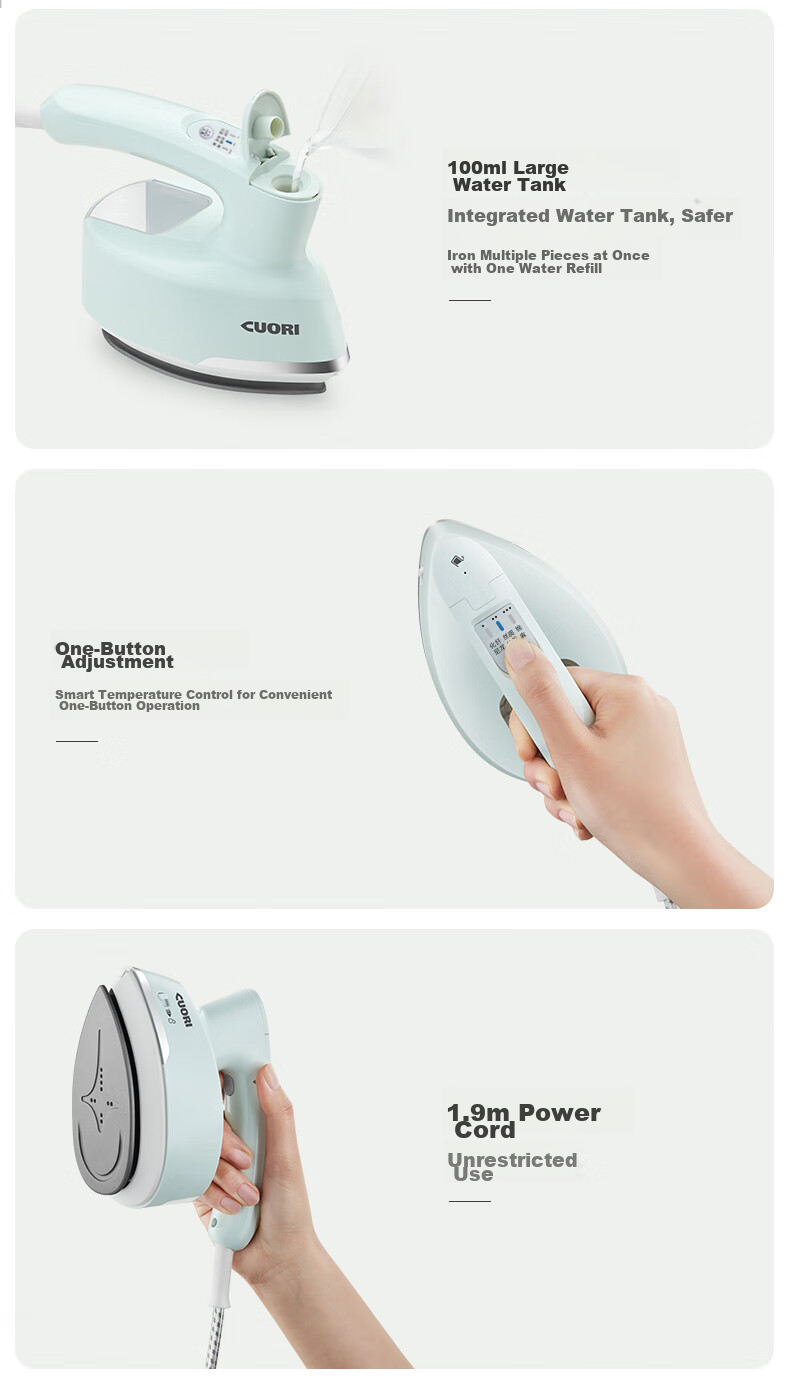 CuoRi 2026 New Hanging Handheld Garment Steamer Small Large Steam Electric Iron 130ml Water Tank High Power Sterilization Wrinkle Removal Gift ST-717 17