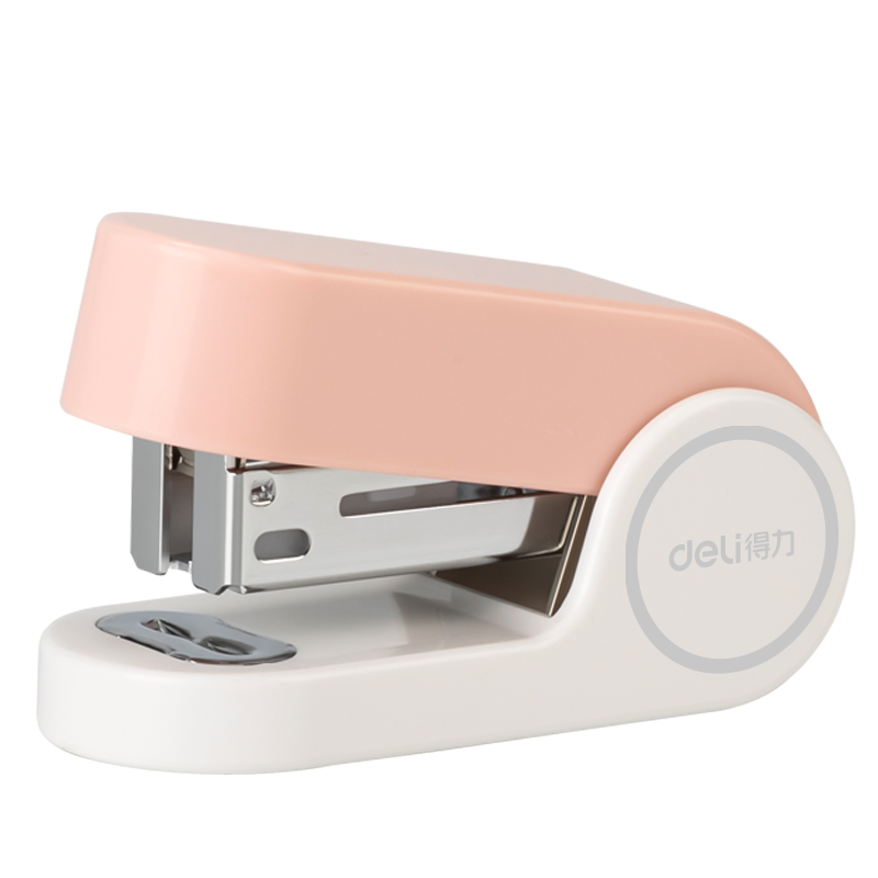 Deli [Back to School Stationery] Mini Stapler, Lightweight And Portable Student Office Stapler, Macaron Color Stapler/binder/stapling Machine, Light Pink