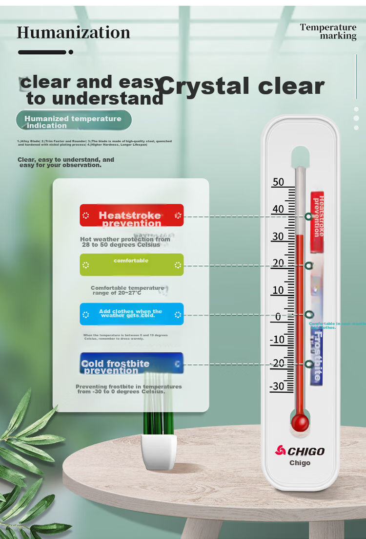 CHIGO Indoor Thermometer, Physical Baby Room Mercury-Free, Sensitive High-Precision Temperature Gauge ZG-8061 8