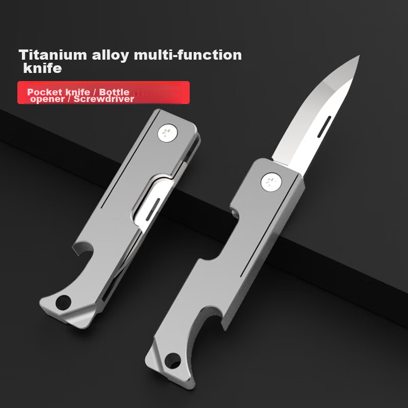 YORA Titanium Alloy Multifunctional Keychain Mini Knife Beer Opener Package Opener Folding Portable EDC Tool