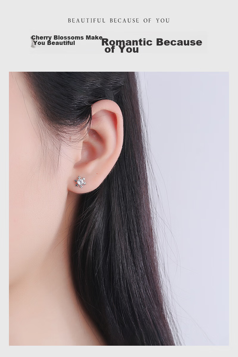 MANHE S925 Silver Stud Earrings for Women, Snowflake Earrings, New Style for 2026, Jewelry Gift for Wife's Birthday, Present for Female Friends 3