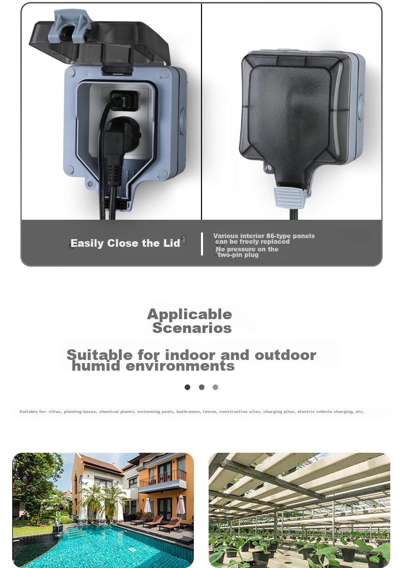 Xiya Waterproof Socket, Outdoor Bathroom, IP66 Waterproof And Dustproof, Heavy Rain-Resistant, Safety Protection, Three-Hole 16A High-Power Socket, Deepened Versio 11