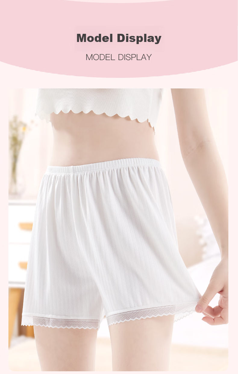 Duomiaowu Girls' Safety Shorts, Anti-Exposure, Summer Thin Ice Silk Children's Underwear, Breathable Baby Boxer Briefs, K00091 White And Black, 140cm (Suitable for 135-145cm) 14