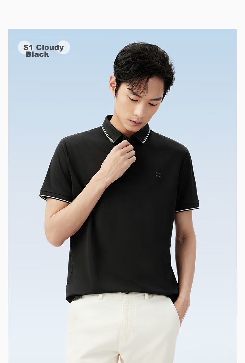 Hodo [Lin Gengxin's Style] Modal Silk Short-Sleeve Cool-Feeling Antibacterial Polo Shirt, Collared T-Shirt 30