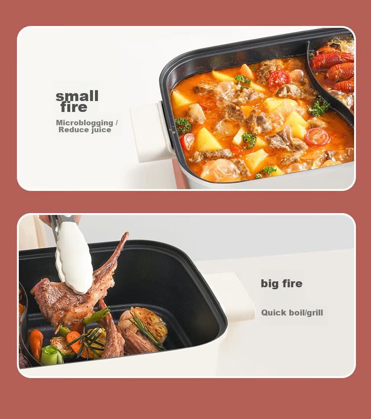 Liven Dual-Sided Electric Hot Pot, Multi-Functional Cooking Pot for Electric Stove, Large Capacity 7-Liter Detachable Electric Hot Pot for Home Use DHG-700BY 11