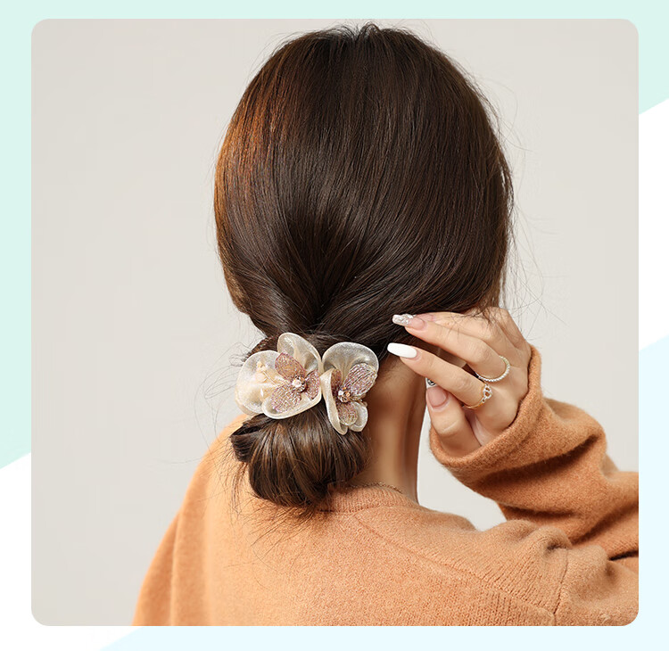 CHIMERA Organza Hair Tie, Back of Head Hair Clip, Hair Flower, Hair Accessory, Hair Barrette, Women's Mid-Autumn Festival Gift 16