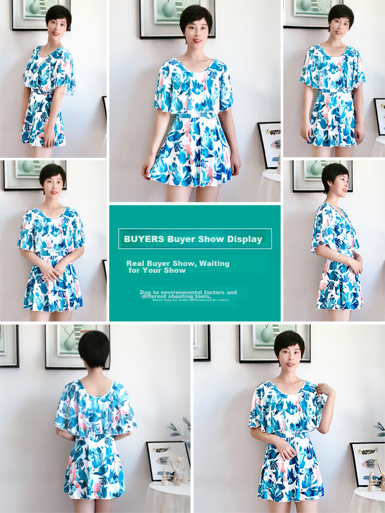 Yifu Mom's Hot Spring Swimsuit, Conservative One-Piece Dress Style for Middle-Aged And Elderly Women, Tummy Control, Slimming, Plus Size, Suitable for Curvy Women, Vacation Swimwear 9