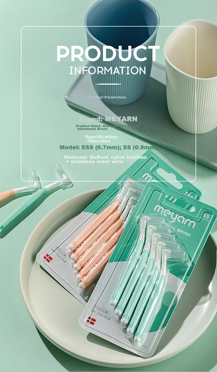 Meyarn Interdental Brush Type I 0.8mm, 20 Pieces, Soft Bristles for Between Teeth Cleaning, Imported Steel Wire Orthodontic Tooth Cleaning 9