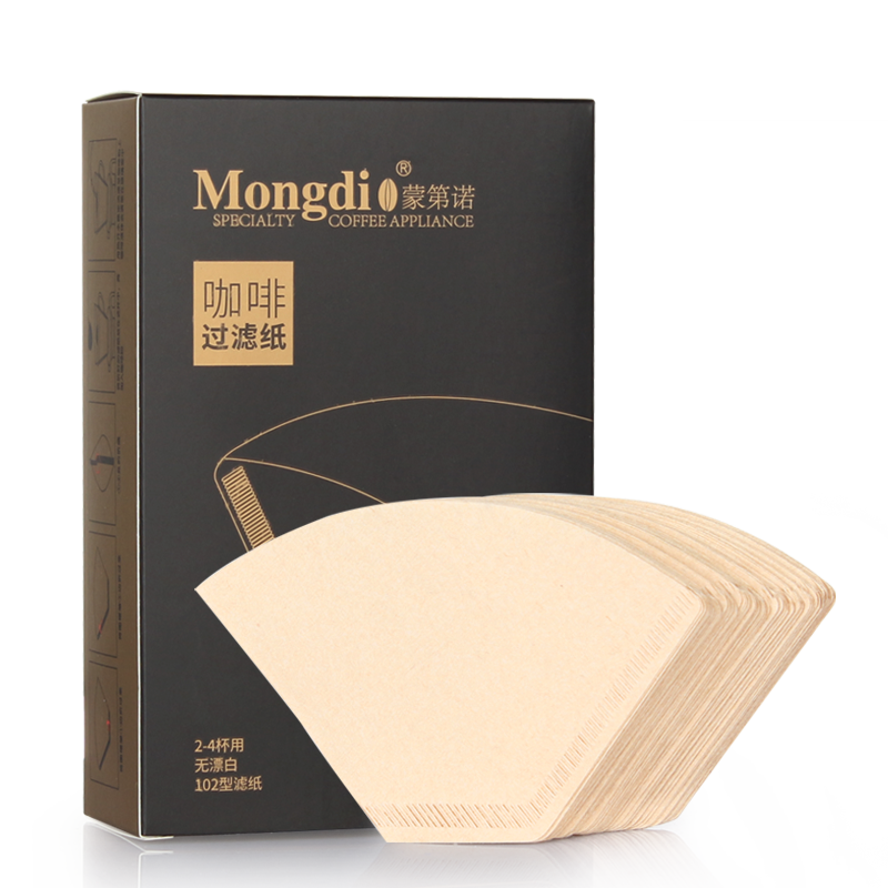Mongdio Coffee Filter Paper, Fan-Shaped Drip-Style American Coffee Maker, Pour-Over Coffee Filter Paper, 102 Type, 100 Pieces