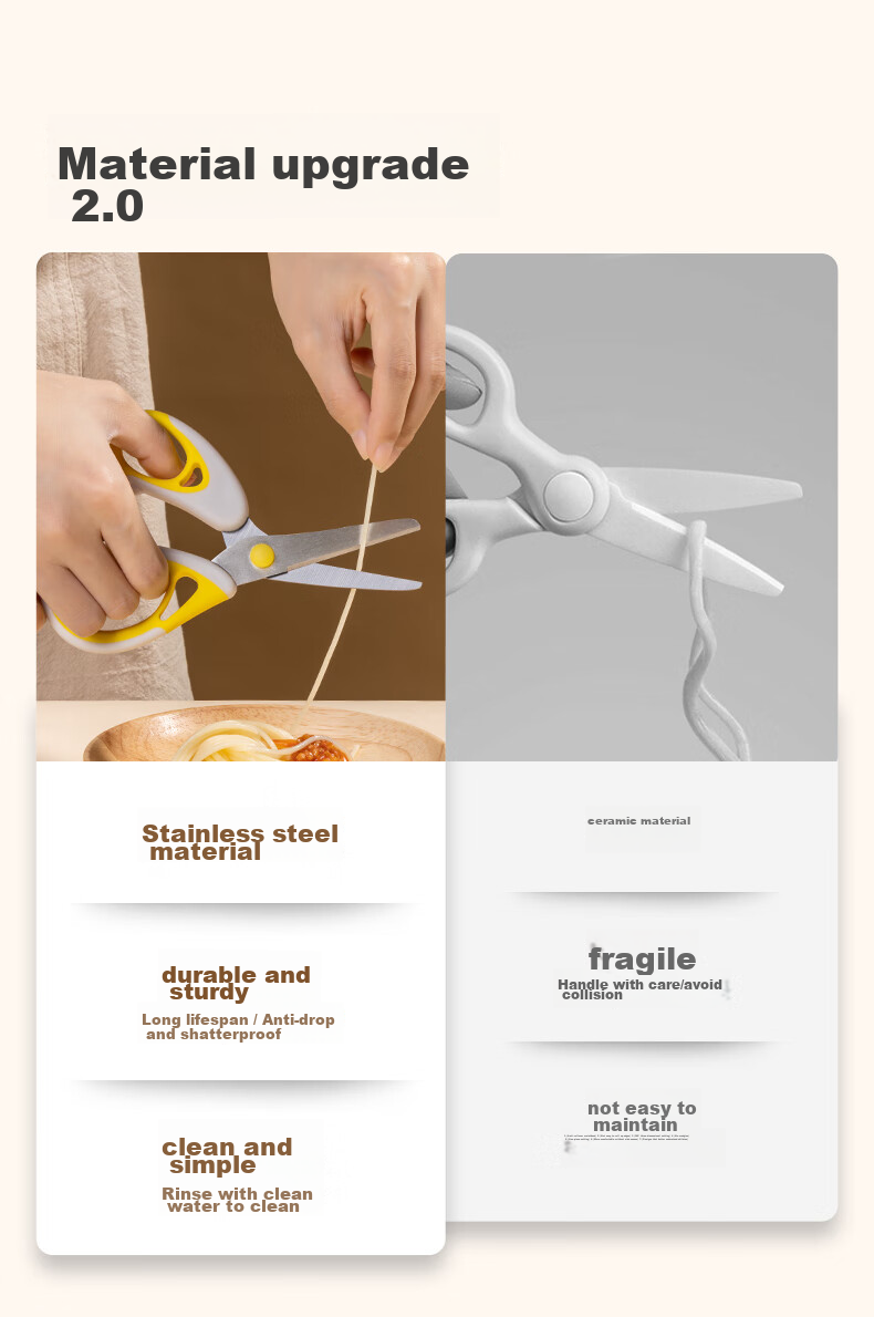 LUSN Stainless Steel Baby Food Scissors, Can Cut Meat, Portable for Takeaway, Infant-Specific Food Grinding Tool Set 9