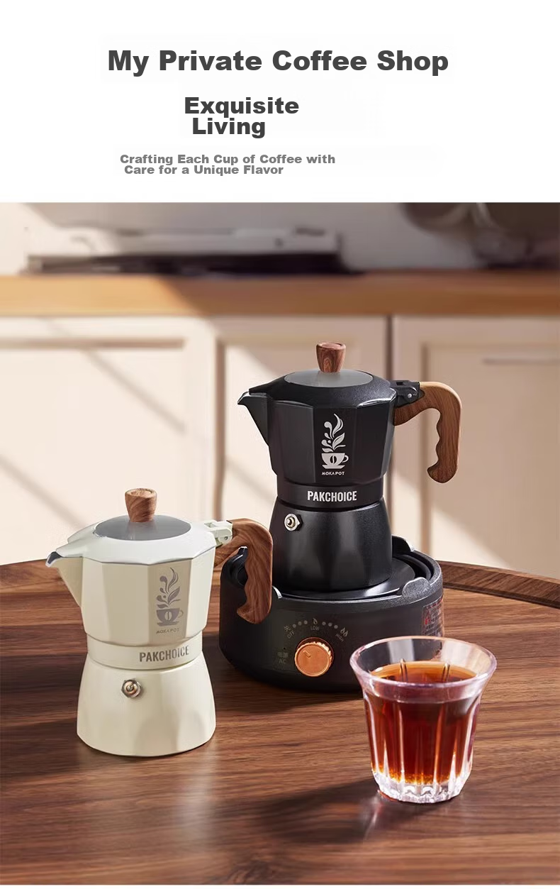 TEOTM Moka Pot with Dual Valves, Home-Use Italian Manual Coffee Maker, Hand Grinder Coffee Brewing Equipment Set 10