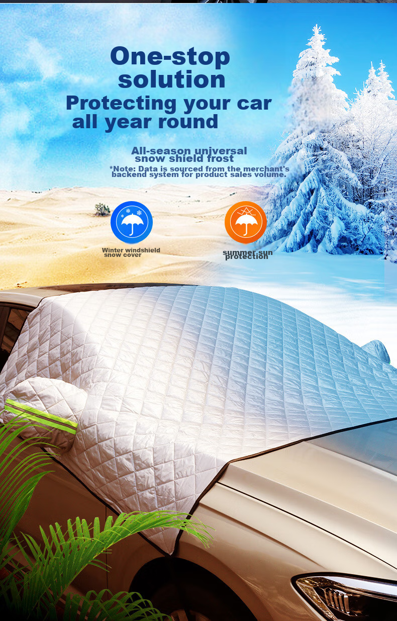 Huashi Car Windshield Sunshade, Heat Insulation Umbrella, Sun Protection Panel, All-Season Use, Anti-Freeze Half Cover 5