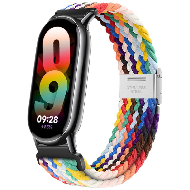 CHENSONG Compatible Nylon Woven Strap for Xiaomi Band 11/8/9/10/NFC, Universal Wristband, Sports Band for Men And Women, Autumn And Winter Warm Breathable Loop Wristband Rainbow
