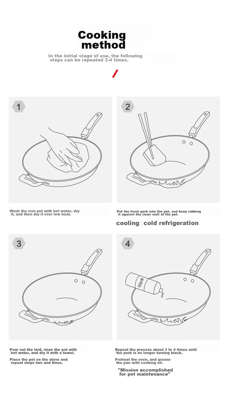 SUPOR Non-Coated Traditional Iron Wok 30CM Stainless Steel Frying Pan Compatible with Gas And Induction Stoves FC30V3 12