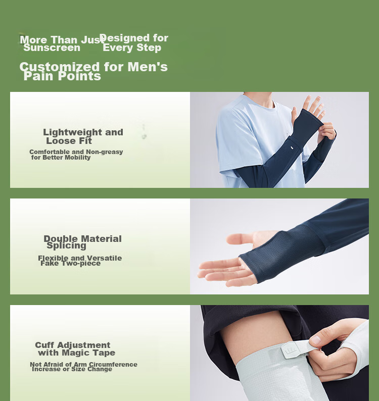 Beneunder Sun Protection Ice Sleeves for Men, Loose-Fitting UV-Resistant Arm Covers, Silk-Like Arm Sleeves, New Style AS017 3