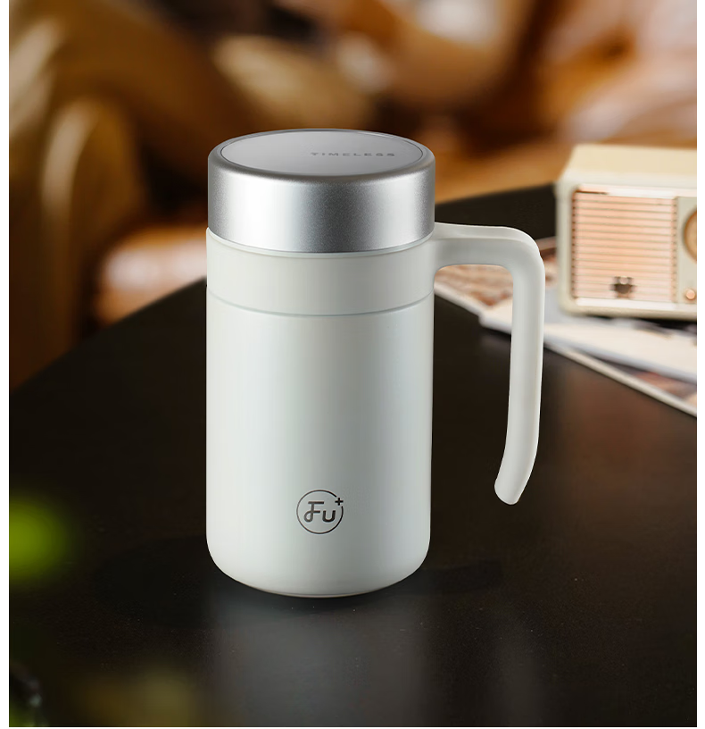 FU Insulated Tumbler for Men 316 Stainless Steel Water Bottle Tea Separator Office Cup with Handle Tea Brewing Cup Business Gift 7