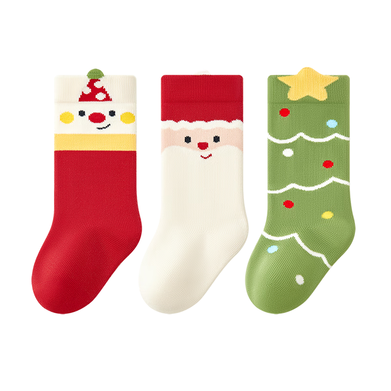 Baby Christmas Stockings Baby Socks Autumn Winter Pure Cotton Baby Socks Newborn Christmas Mid-Calf Socks 1-2 Years