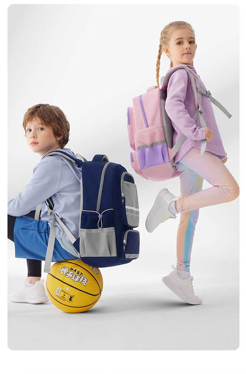 Deli Elementary School Backpack for Children, Boys And Girls, Sporty Simple Style, Large Capacity, Lightweight Backpack BB160 Blue-Large Size 3