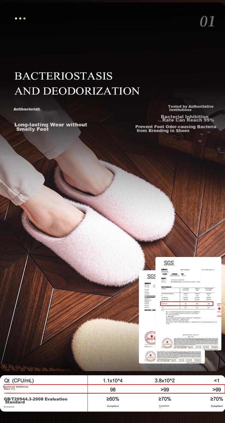 NEIBO [Super Comfortable] Latex Cotton Slippers for Women, Winter Indoor Home Use, Non-Slip, Odor-Resistant, Rubber Soft Sole, Wool Powder, Size 40 7