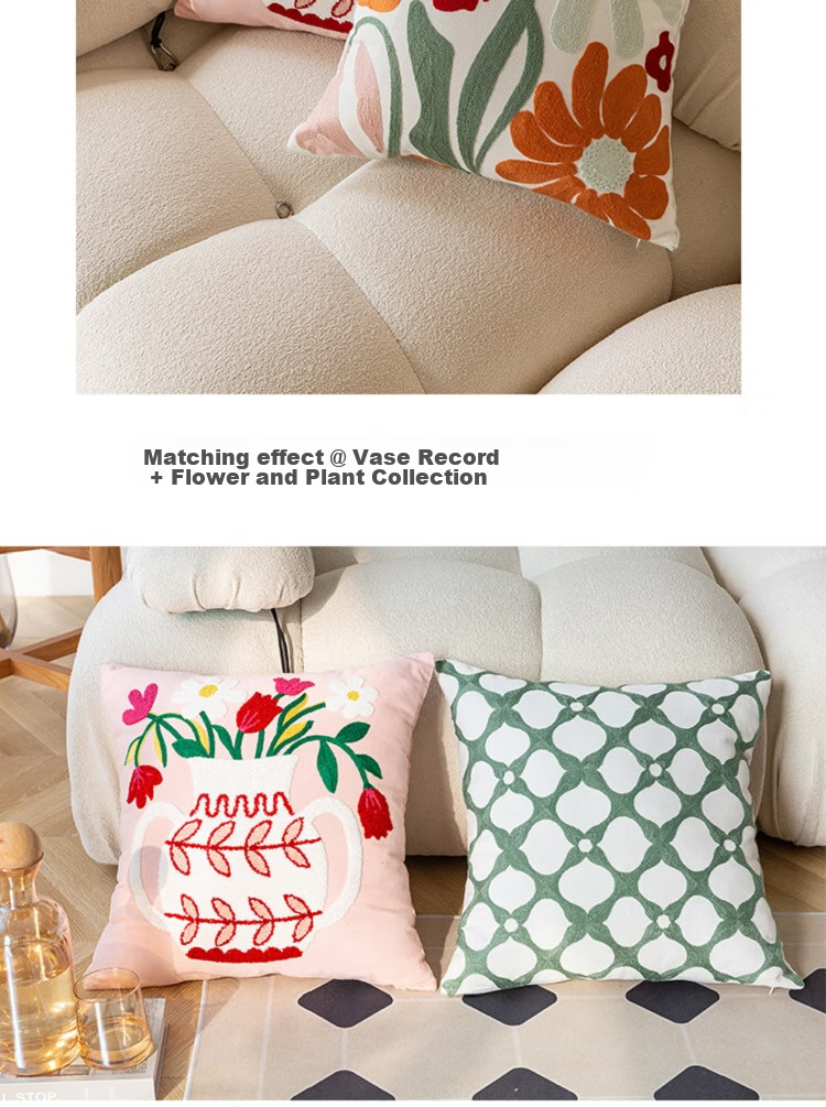 Fanyejia American Floral Pillow Cover without Insert, for Living Room Sofa Car Cushion, 3D Textured Backrest, Office Pillow Cover 5