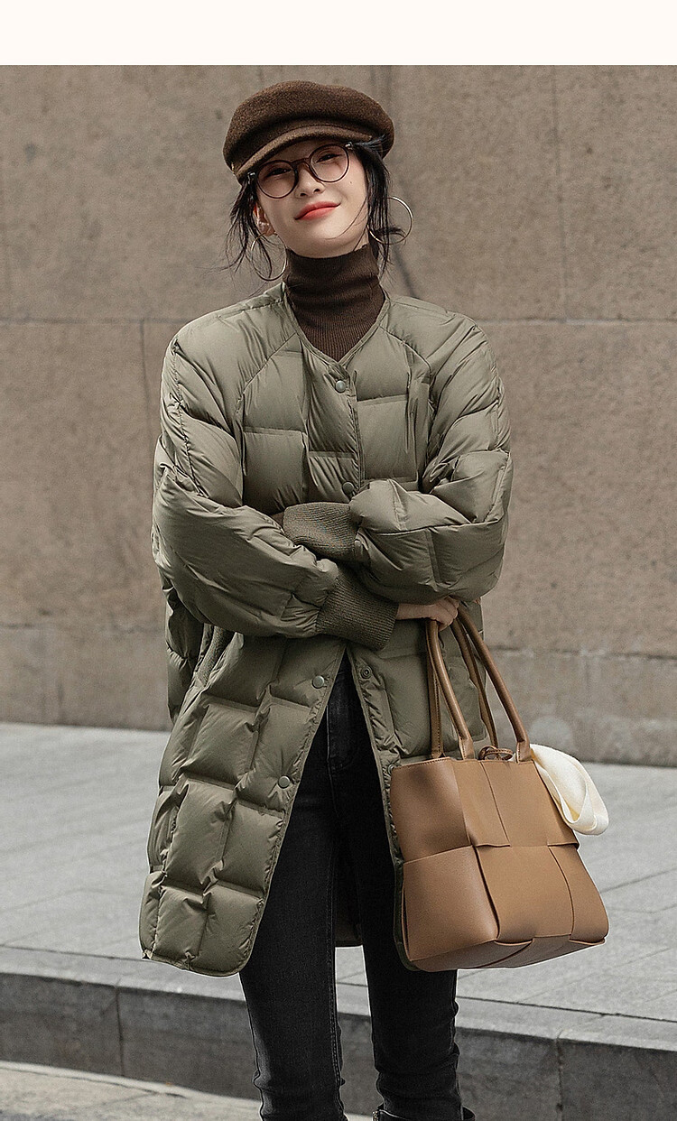 Dme [Puff Lover] 25 Winter Cloud 90% Duck Down Matte Horizontal Knitted Slimming Bread Women's Down Jacket 6