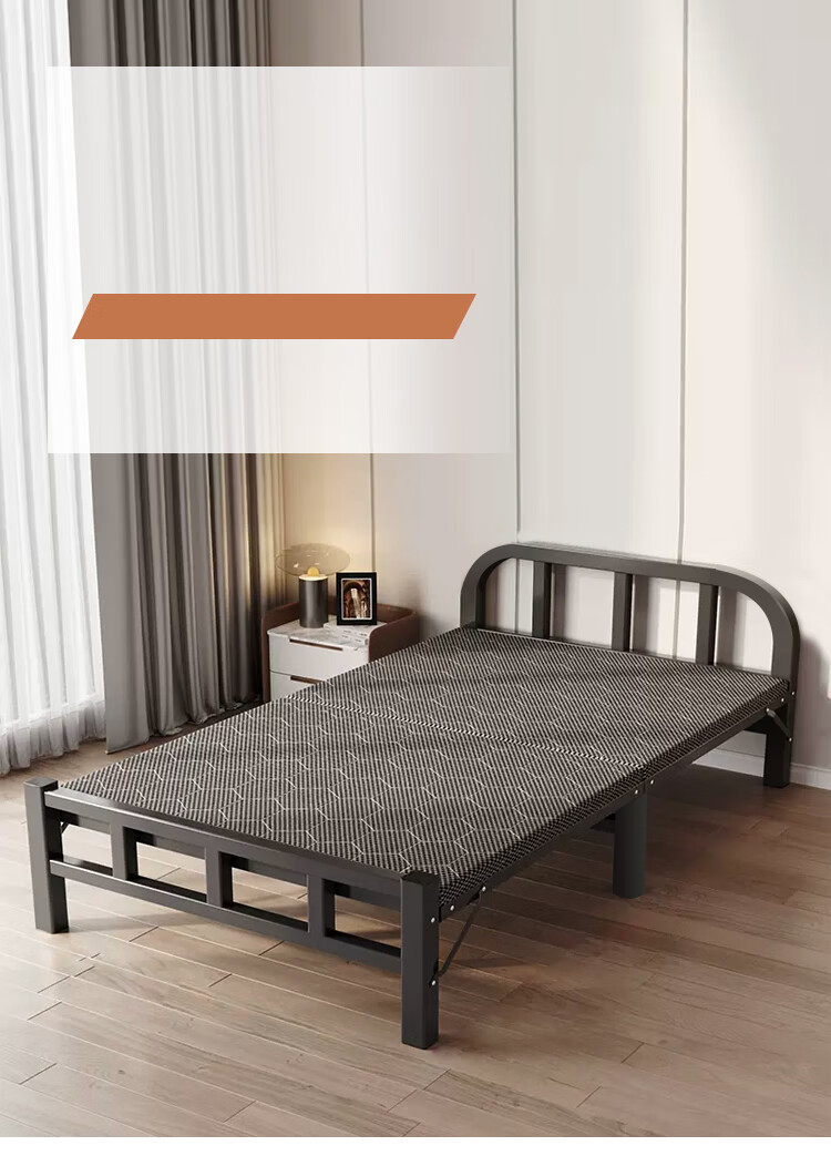 L&S Folding Bed, Single Bed for Home Use, Nap Bed, Camping Bed, No Assembly Required, Hard Board Bed, Accompanying Bed, BGC857 White, 120cm 1